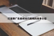 打变牌广东麻将技巧视频的简单介绍