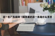 混一色广东麻将（麻将里的混一色是什么意思）