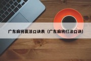 广东麻将赢法口诀表（广东麻将打法口诀）